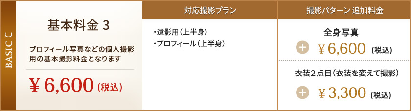 基本料金3:¥6,600(税込)