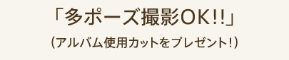 「多ポーズ撮影OK」（アルバム使用カットをプレゼント！）