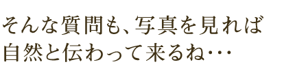 そんな質問も、写真を見れば自然と伝わって来るね…